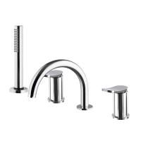 Fima Carlo Frattini Flo Смеситель на борт ванны, на 4 отв., с ручным душем, цвет: хром