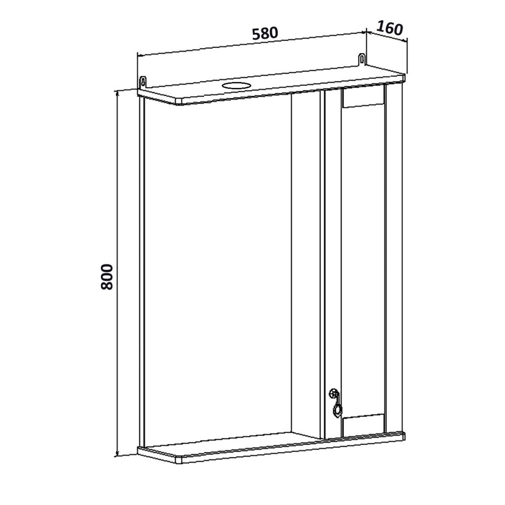 Зеркальный шкаф Runo правый Мерида 58 (00-00000740), артикул 00-00000740