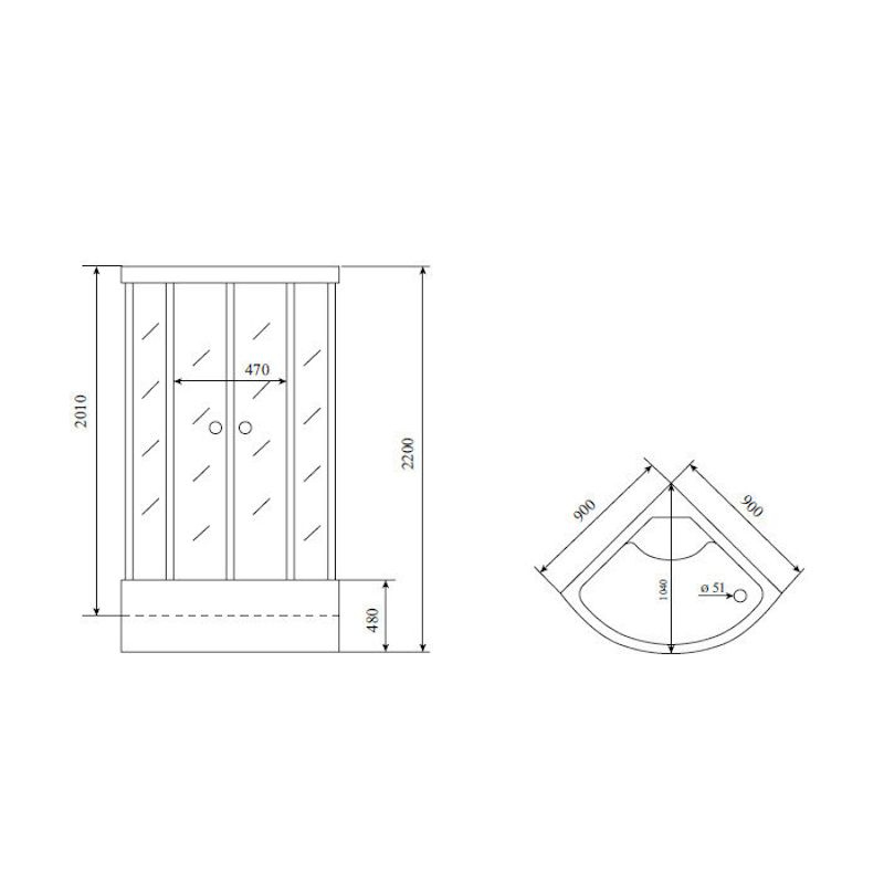 Душевая кабина Timo Standart Silver Fabric T-6690SF, 90x90x220