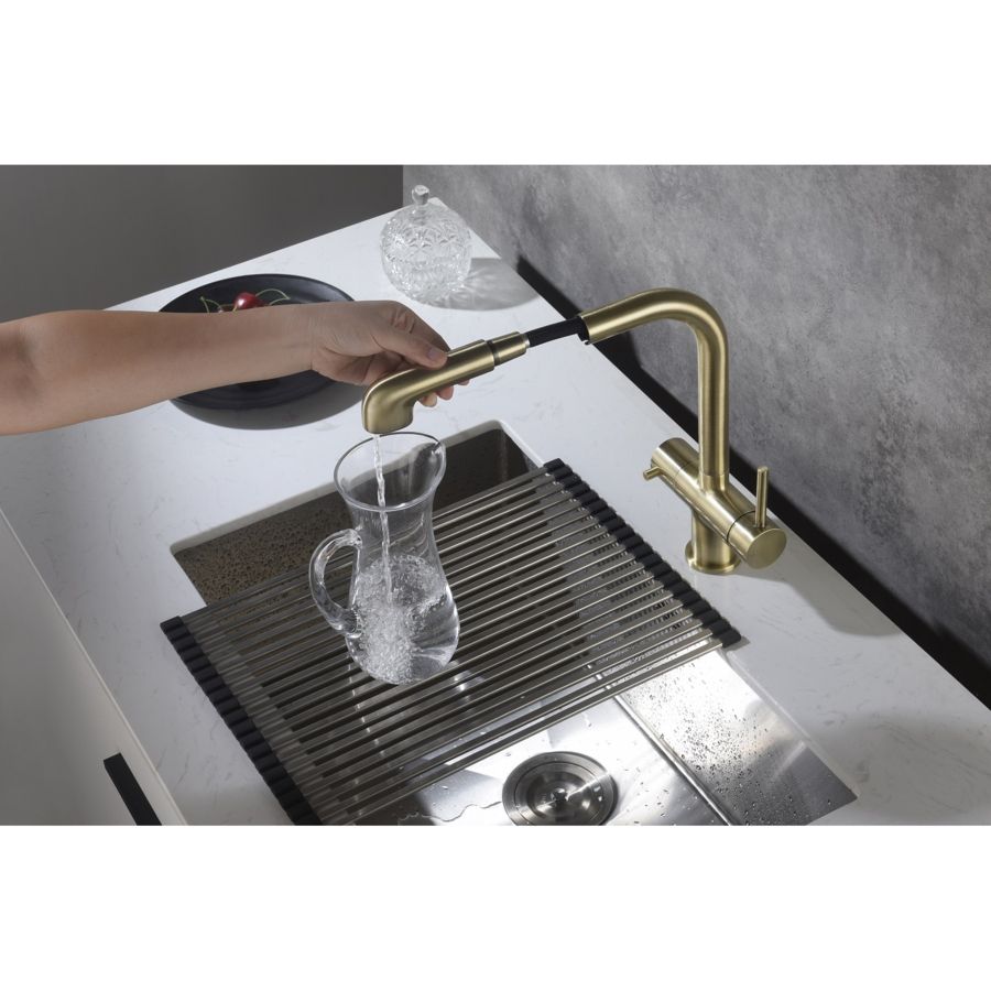 Смеситель для кухни с подключением фильтра и выдвижной лейкой Timo Saona 2346/02FL антик, артикул 2346/02FL