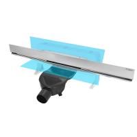 Желоб BERGES водосток WALL 600 пристенный, матовый хром, S-сифон D50 H60 боковой