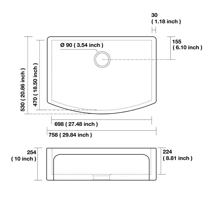 KERASAN Hanna Glasse DEVON Раковина керамическая кухонная 758x530x254 мм,без отв под смеситель, без сифона,  толщина 30 мм, цвет белый KERASAN Hanna Glasse DEVON Раковина керамическая кухонная 758x530x254 мм,без отв под смеситель, без сифона,  толщина 30 мм, цвет белый