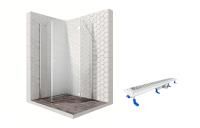 Душевой уголок Ambassador Diamond 12011112R-ST8, пятиугольный, линейный трап, 100х100