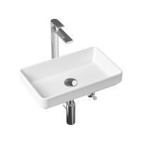 Комплект 5 в 1 Lavinia Boho Bathroom Sink Slim 21510078, накладная фарфоровая раковина 55 см, смеситель, латунный сифон, донный клапан quick-clac, угловые вентили 2 шт.