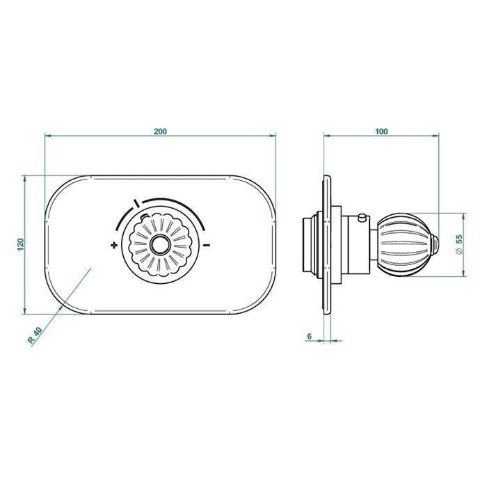 THG MANDARINE METAL Смеситель для душа встраиваемый, термостатический, внешняя часть, цвет хром/золото