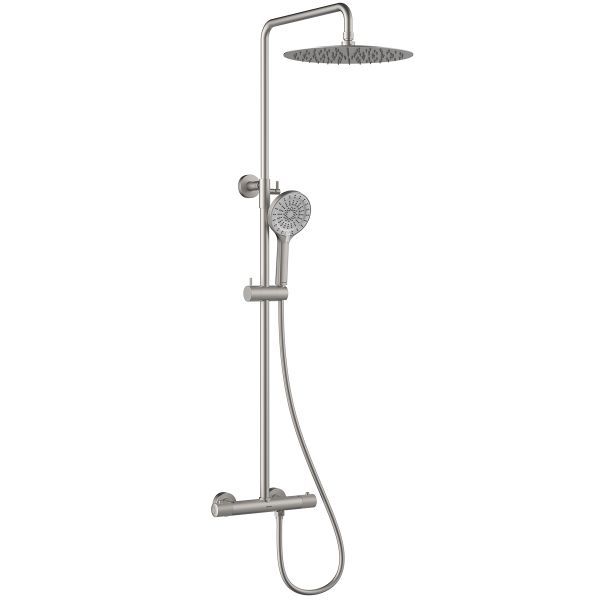 Смеситель Lemark Beluga для душа с регулируемой высотой штанги и лейкой верхнего душа «Тропический дождь», термостатический (LMF-8045B-BN)