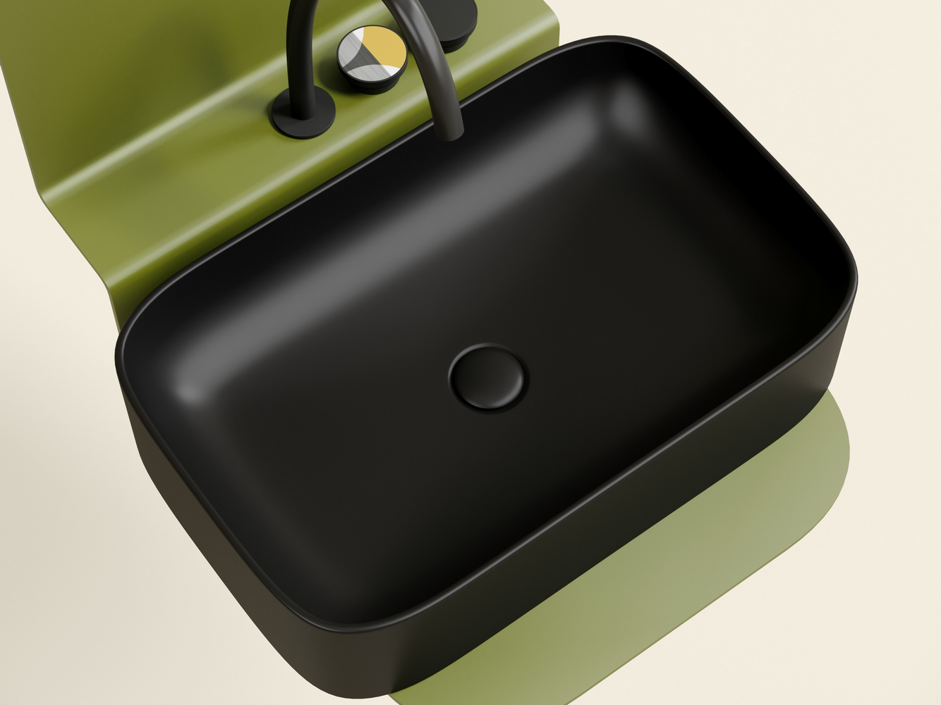 Умывальник чаша накладная прямоугольная (цвет Черный Матовый) Элемент (Element) 605x380x122мм, артикул CN6053MB