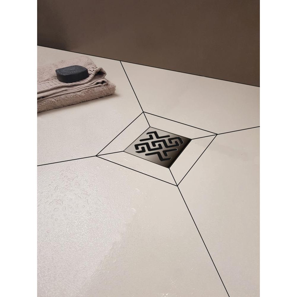 Трап BERGES водосток PLATZ Antik 100х100, хром глянец, S-сифон D50 H60 боковой