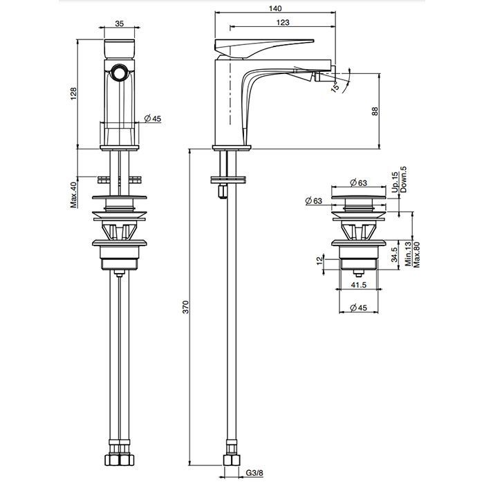 Fima Carlo Frattini Zeta Смеситель для биде, на 1 отв., с донным клапаном, цвет: чёрный матовый Fima Carlo Frattini Zeta Смеситель для биде, на 1 отв., с донным клапаном, цвет: чёрный матовый