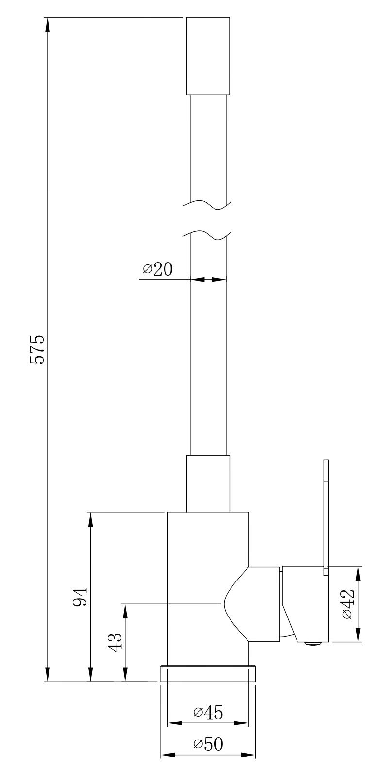 Смеситель для кухни, Snake гибкий излив черный, графит артикул: K44Grafit