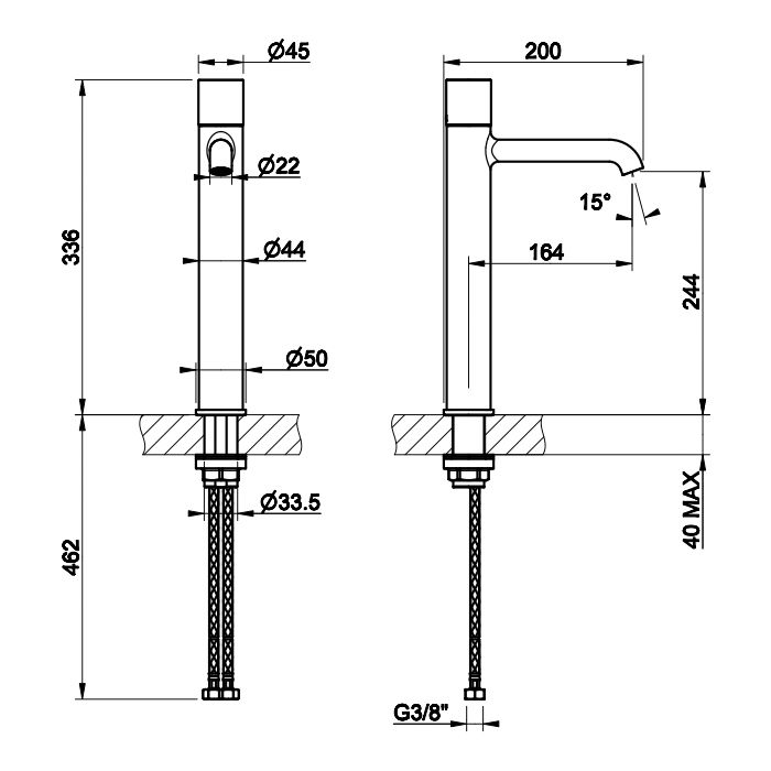 GESSI HABITO DIAMANTATO Смеситель для раковины на 1 отверстие, однорычажный, без донного клапана, цвет Black Metal Br. PVD