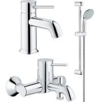 Набор смесителей GROHE BauClassic с душевым гарнитуром, хром (124404) Набор смесителей GROHE BauClassic с душевым гарнитуром, хром (124404)