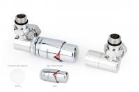 Автоматический терморегулятор 3D левый G 1/2" НР х G 3/4" НГ (набор) (Белый - Хром)