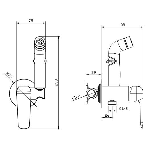 Гигиенический душ DQ Düsseldorf встраиваемый (DA1724501), артикул DA1724501