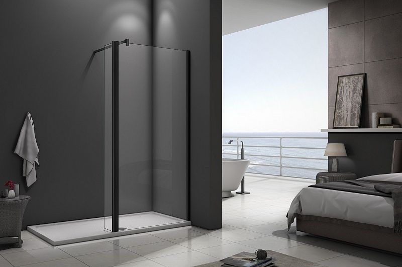 Душевая перегородка Good Door Walk In SP2-80-C-B 80x28 профиль Черный стекло прозрачное