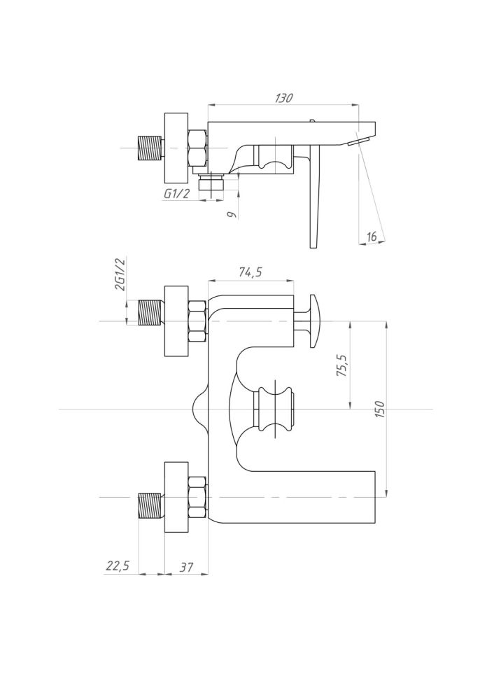 Смеситель для ванны с душем ПСМ-ПРОФСАН PSM-500-1 ДИЗАЙН тип См-ВОРНШлА, артикул PSM-500-1