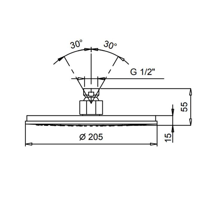 Fantini AK/25 Верхний душ 20 см, защита от известкового налета, цвет Nickel PVD