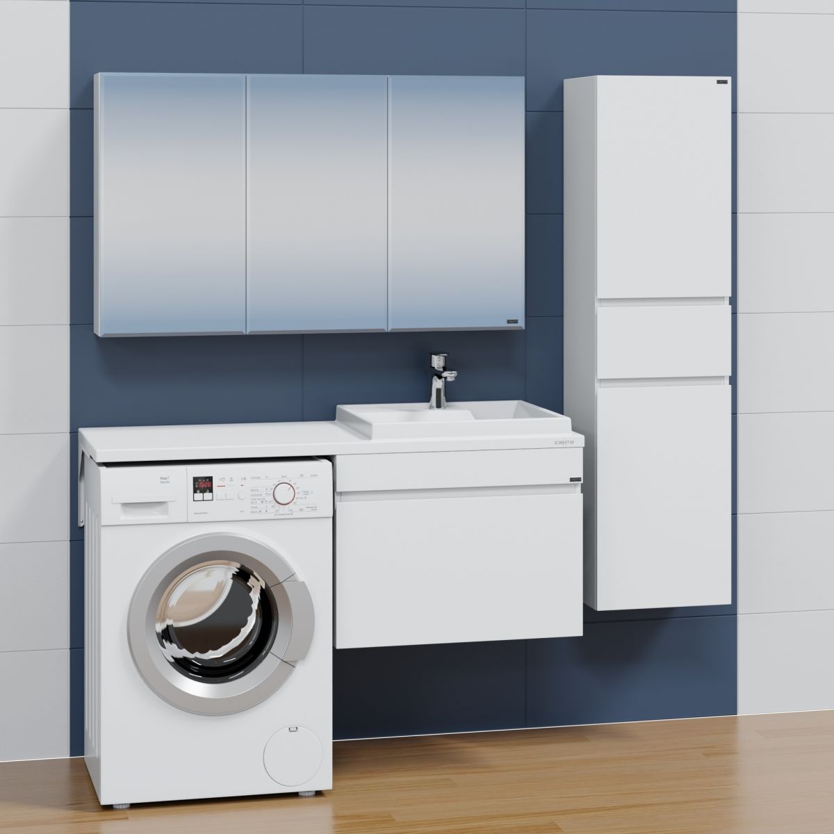 Раковина над стиральной машиной "Юпитер 1300*500"  левый, ш/гл без кронштейнов