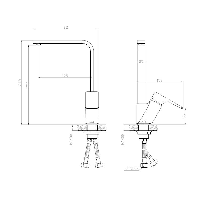 Смеситель для кухни Esko SAMARA SMR519, хром