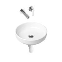 Комплект 3 в 1 Lavinia Boho Bathroom Sink Slim 21510180, накладная фарфоровая раковина 40 см, встраиваемый смеситель со скрытым механизмом, пластиковый сифон