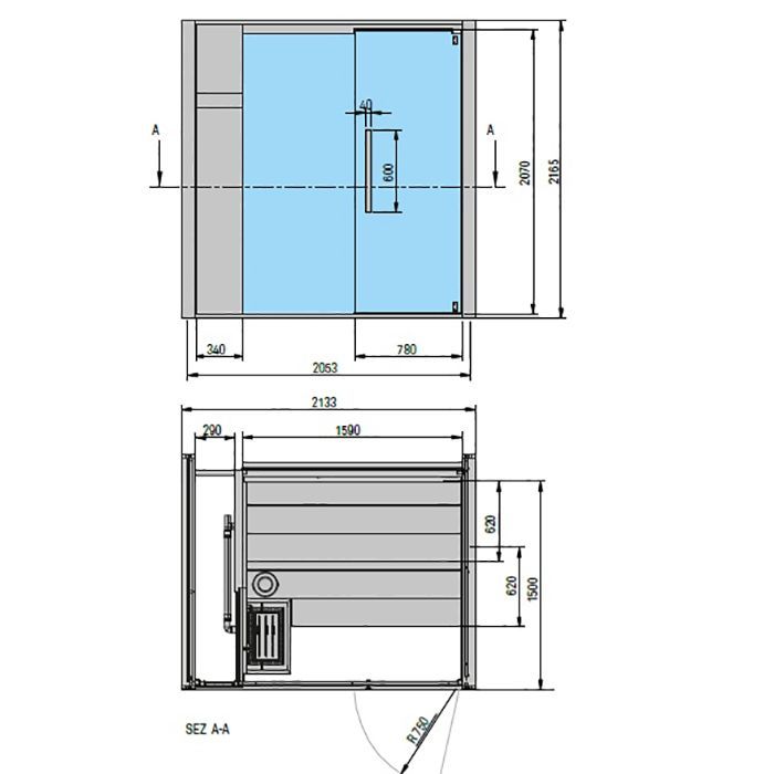 Effegibi One S Filo Сауна 214x171h217см, в нишу R.H., цвет: White Cloud
