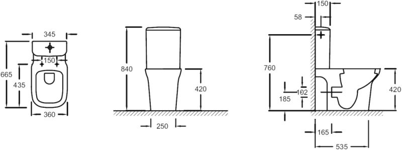 ETM212-00 бачок VOX с механизмом смыва 3/6 л с нижним подводом воды (белый)
