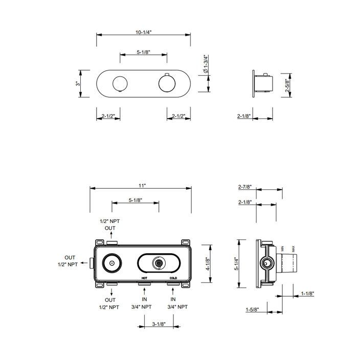 FANTINI MARE Смеситель для душа настенный встраиваемый, термостатический, с переключателем на 2 положения, внешняя часть, цвет белый матовый