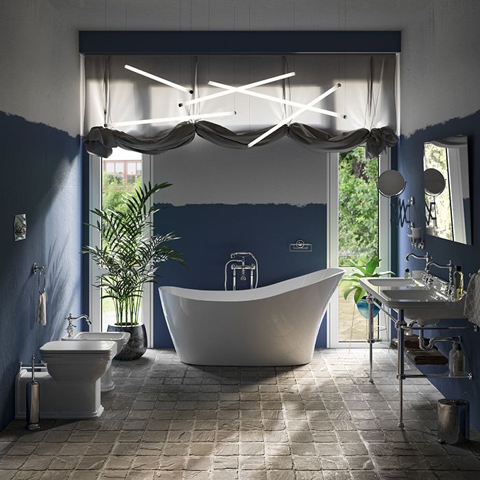 Kerasan Waldorf Биде напольное пристенное удлиненное ''Prolungato'' 65х37см с 1 отв. под смеситель, белое, цвет заглушки - хром