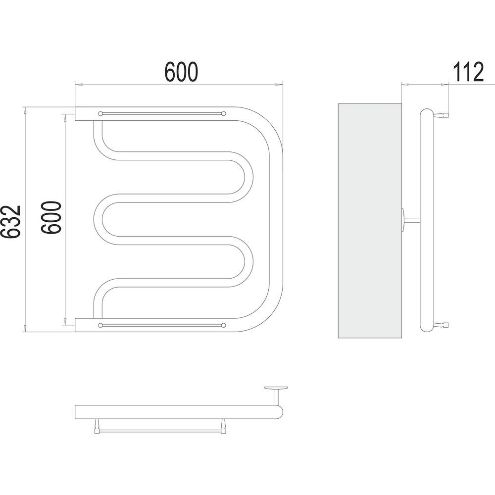 Полотенцесушитель водяной Terminus Фокстрот (1") БШ 60х60, артикул 4620768881107
