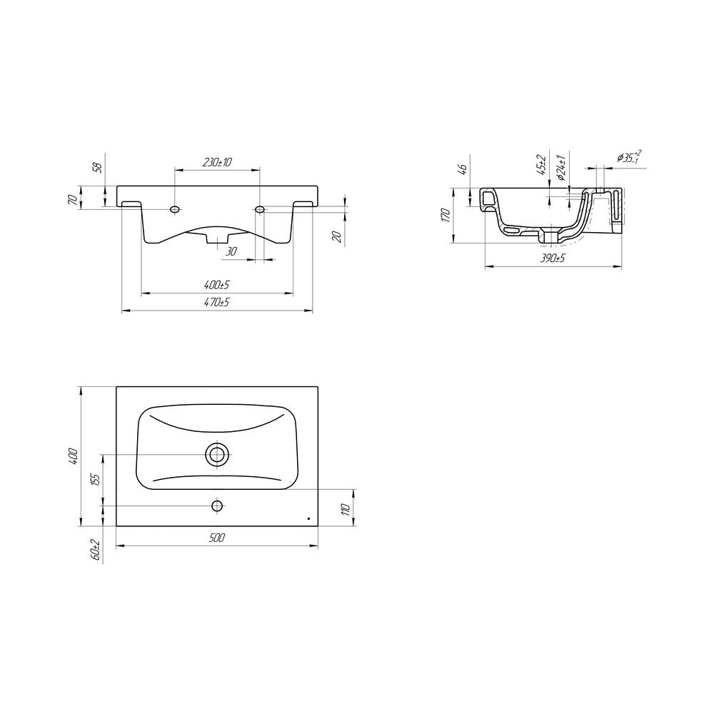 Раковина Cersanit  MODUO UM-MOD50/1, белый, артикул UM-MOD50/1