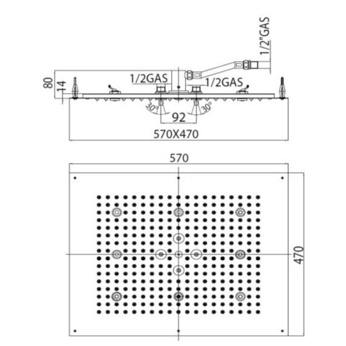 BOSSINI Dream Верхний душ 570 x 470 mm, с 8 LED (белый), 2 режима (дождь, распыление), цвет: хром BOSSINI Dream Верхний душ 570 x 470 mm, с 8 LED (белый), 2 режима (дождь, распыление), цвет: хром