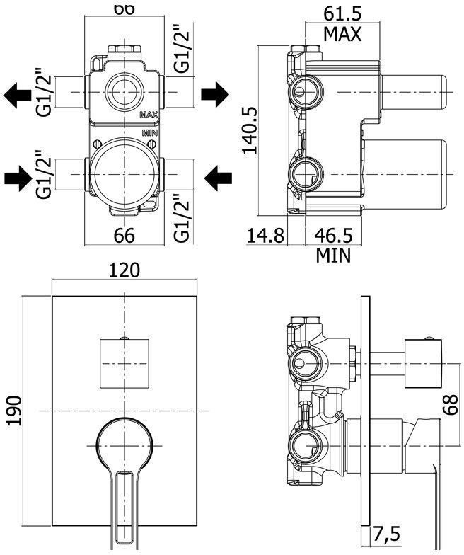 Смеситель для душа Paffoni West WS018CR (с внутренней частью), артикул WS018CR