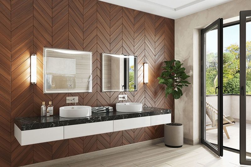 Зеркало Vigo Eva Luxe 100 с подсветкой и часами Хром