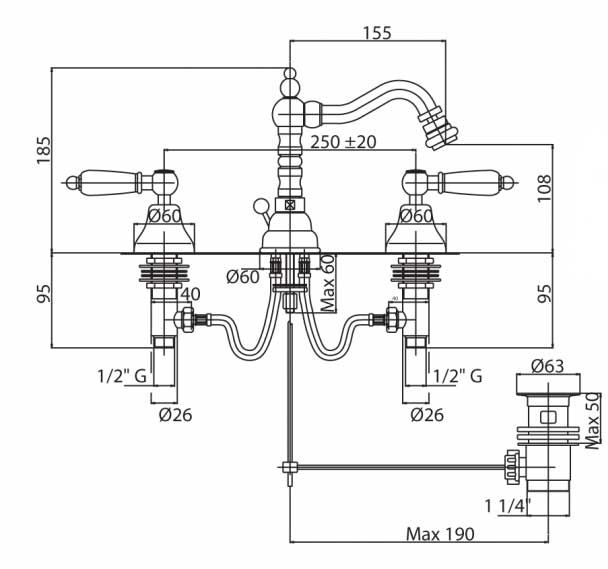 Смеситель для биде Cezares First FIRST-BBS2-03/24-Nc Золото