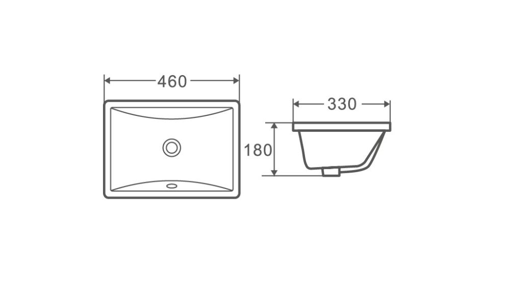 Раковина под столешницу D&K Berlin белая 460*330*180мм (DT1431616), артикул DT1431616