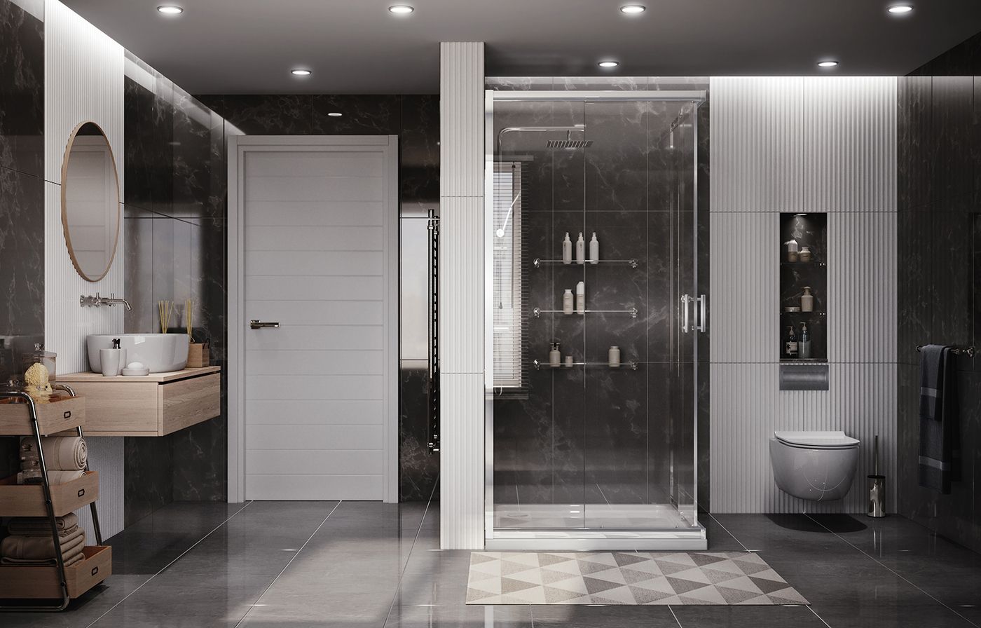 Душевой уголок Ambassador Kingston 14011103-ST14, квадратный, линейный трап, 100х100