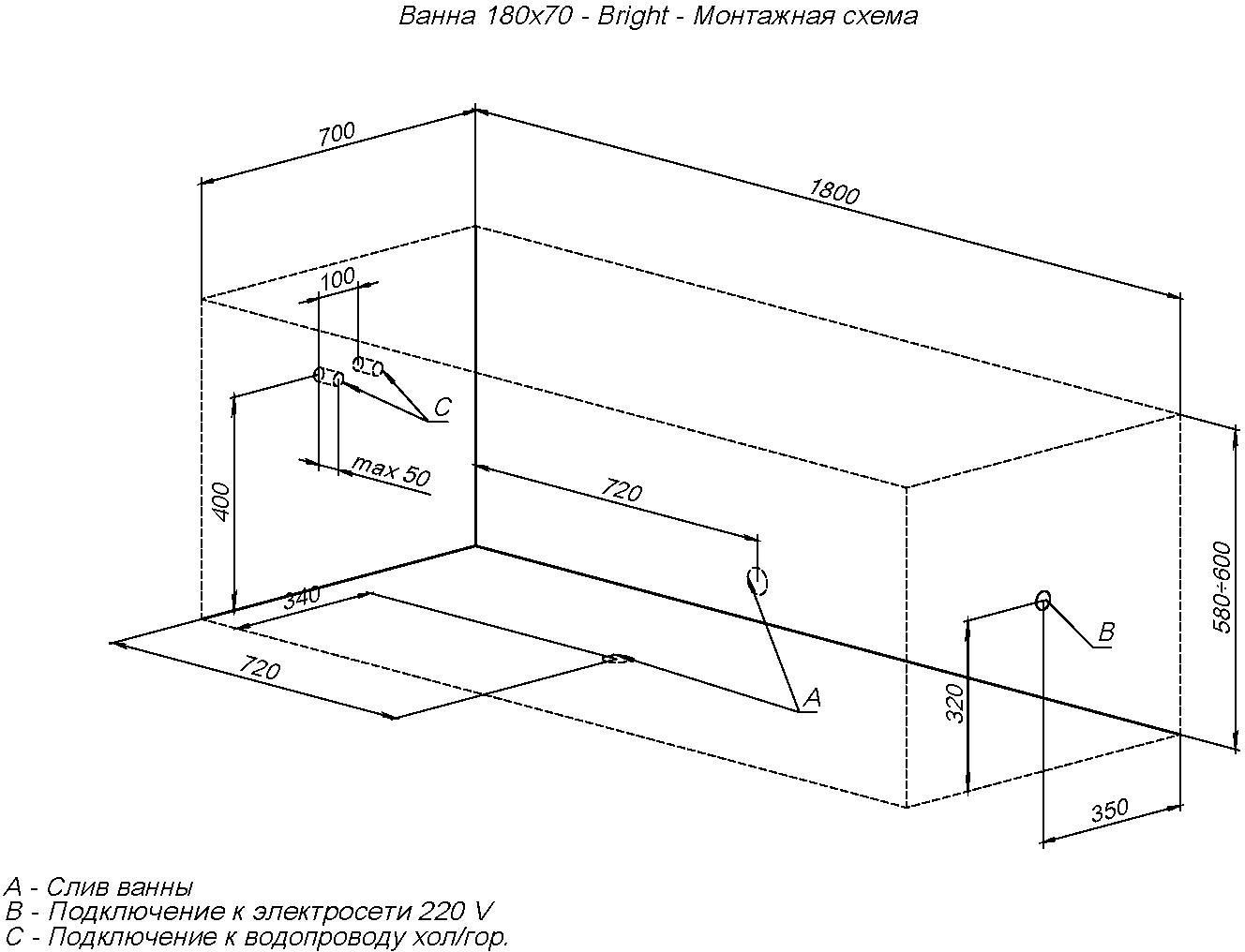 Акриловая ванна Aquanet Bright 180x70 (с каркасом) Акриловая ванна Aquanet Bright 180x70 (с каркасом)