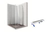 Душевой уголок Ambassador Diamond 12011101-ST3, полукруглый, линейный трап, 90х90