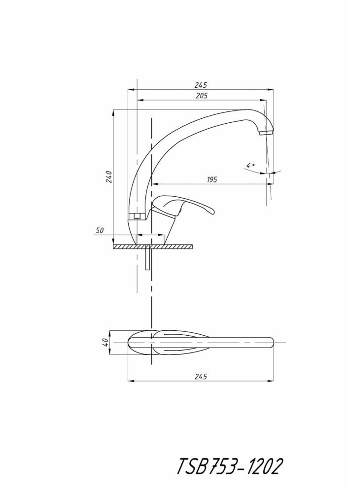 Смеситель для кухни TSARSBERG (TSB-753-1202) тип См-МОЦБА, артикул TSB-753-1202