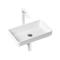Комплект 3 в 1 Lavinia Boho Bathroom Sink Slim 21510052, накладная фарфоровая раковина 55 см, смеситель, пластиковый сифон