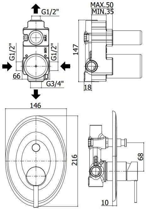 Смеситель для душа Paffoni Berry BR015CR (с внутренней частью), артикул BR015CR