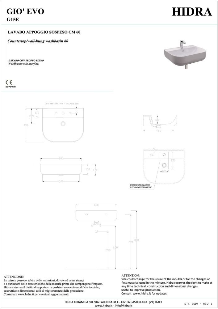 Hidra Gio, накладная/подвесная раковина 60x49x15h см, цвет черный матовый, артикул G15E/026