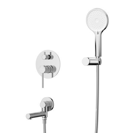 RELAX-VDSET-01 Душевой комплект встраиваемый с изливом (смеситель встраиваемый, верхний душ, ручной душ со шлангом, штуцер с держателем), хром, артикул RELAX-VDSET-01