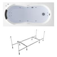 Гидромассажный комплект 4 в 1 Lavinia Boho Easter Pro 36212H00, акриловая ванна 150x70 см, каркас с монтажным набором, подголовник, гидромассаж