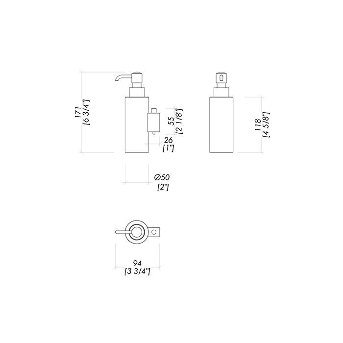 DEVON&DEVON WALTZ  Дозатор для жидкого мыла подвесной 9,4х5х17,1 см, цвет никель блестящий, артикул WLZ-140-NK