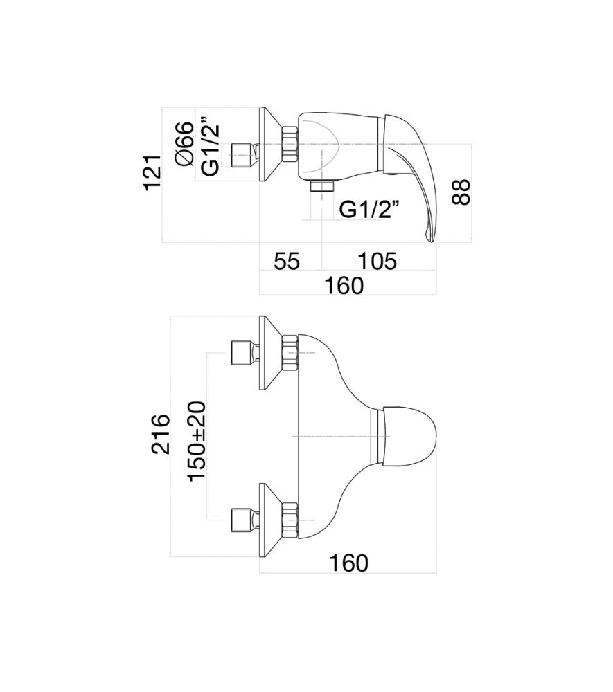 Смеситель для душа Fiore NEXUS 43CR1600, хром, артикул 43CR1600