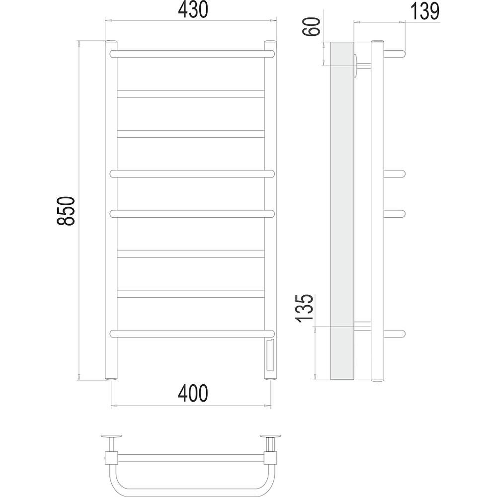Полотенцесушитель электрический Terminus Евромикс квадро П8 40х85, артикул 4670078531247