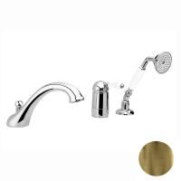 Nicolazzi P.m. Blanc Смеситель на борт ванны на 3 отверстия, с изливом 200мм и ручным душем, ручки белая керамика, цвет: бронза