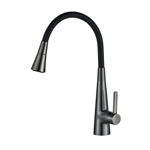 Смеситель для кухни с гибким изливом и режимом "душ" Rose R213T, оружейная сталь
