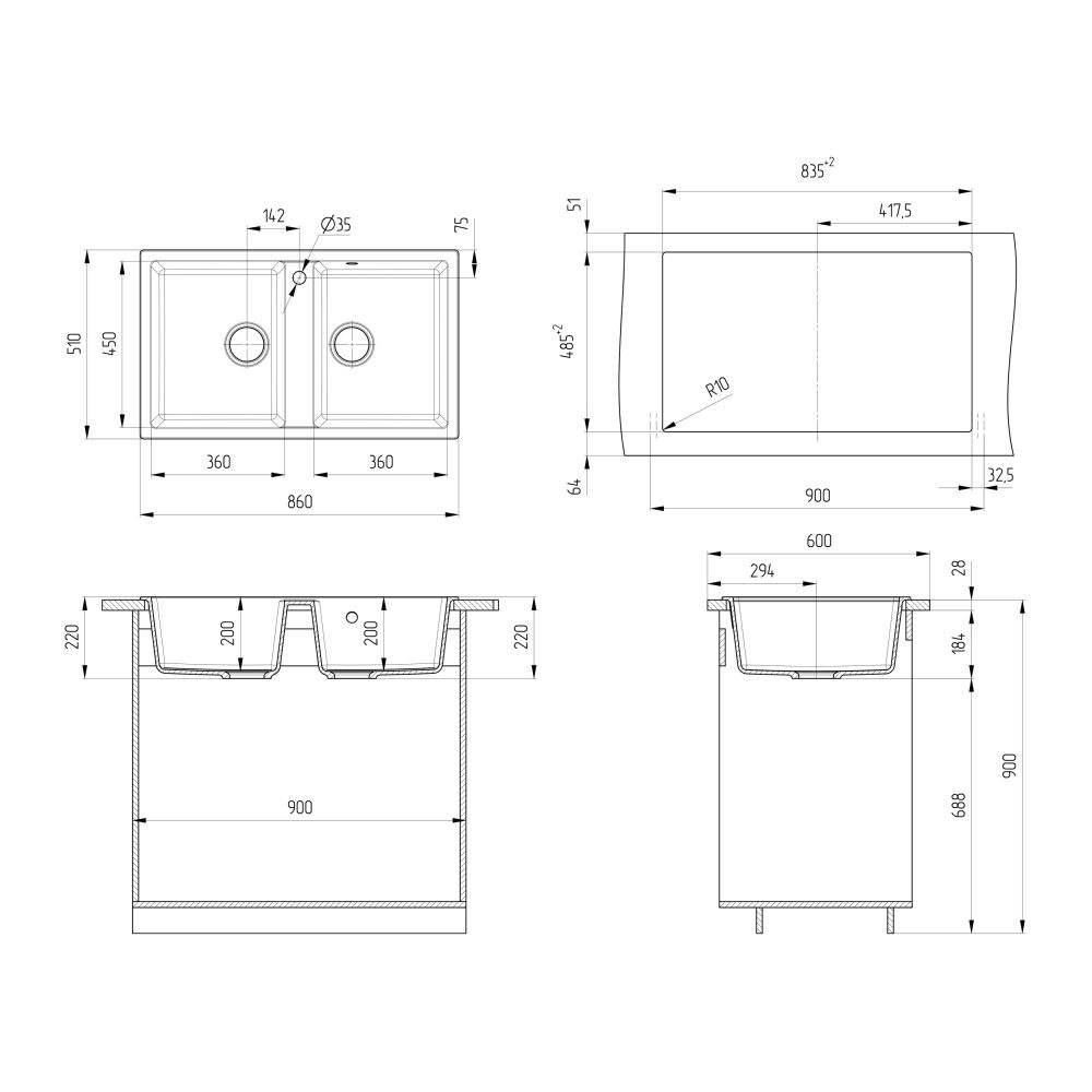 Кухонная мойка Ulgran U-708-328, бежевый, артикул U-708-328